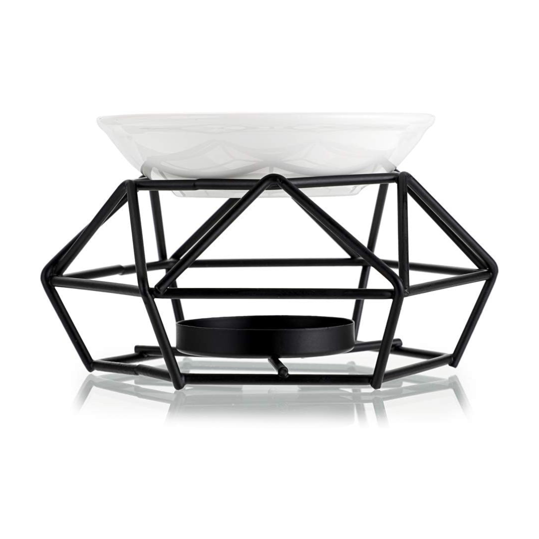 Oil and Wax Burner - Black Hexagon