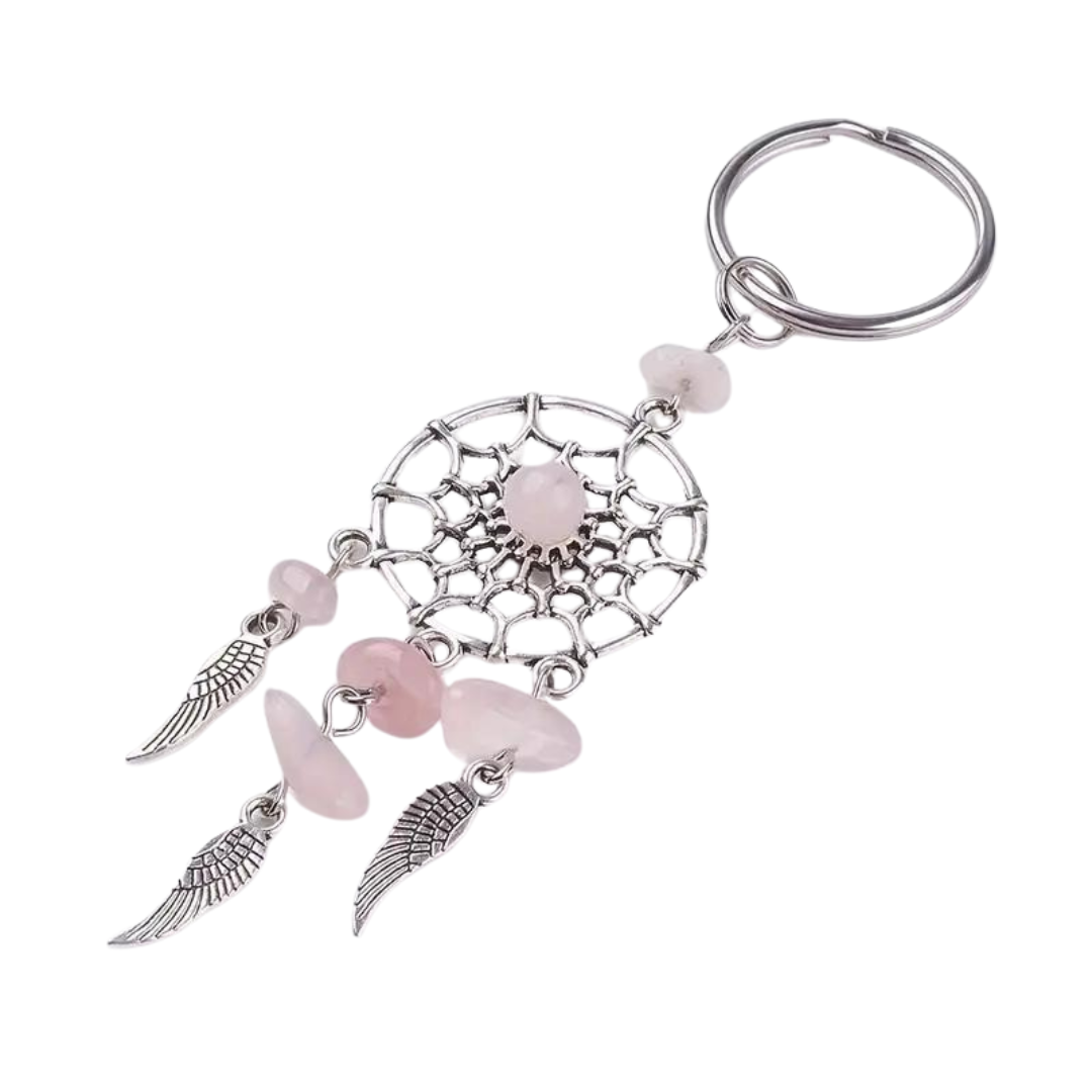 Dream Catcher Keyring - Rose Quartz