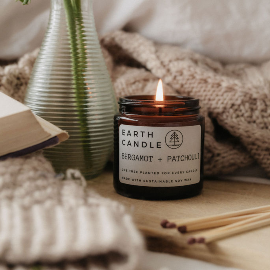 Soy Wax Eco Candle - Bergamot + Patchouli