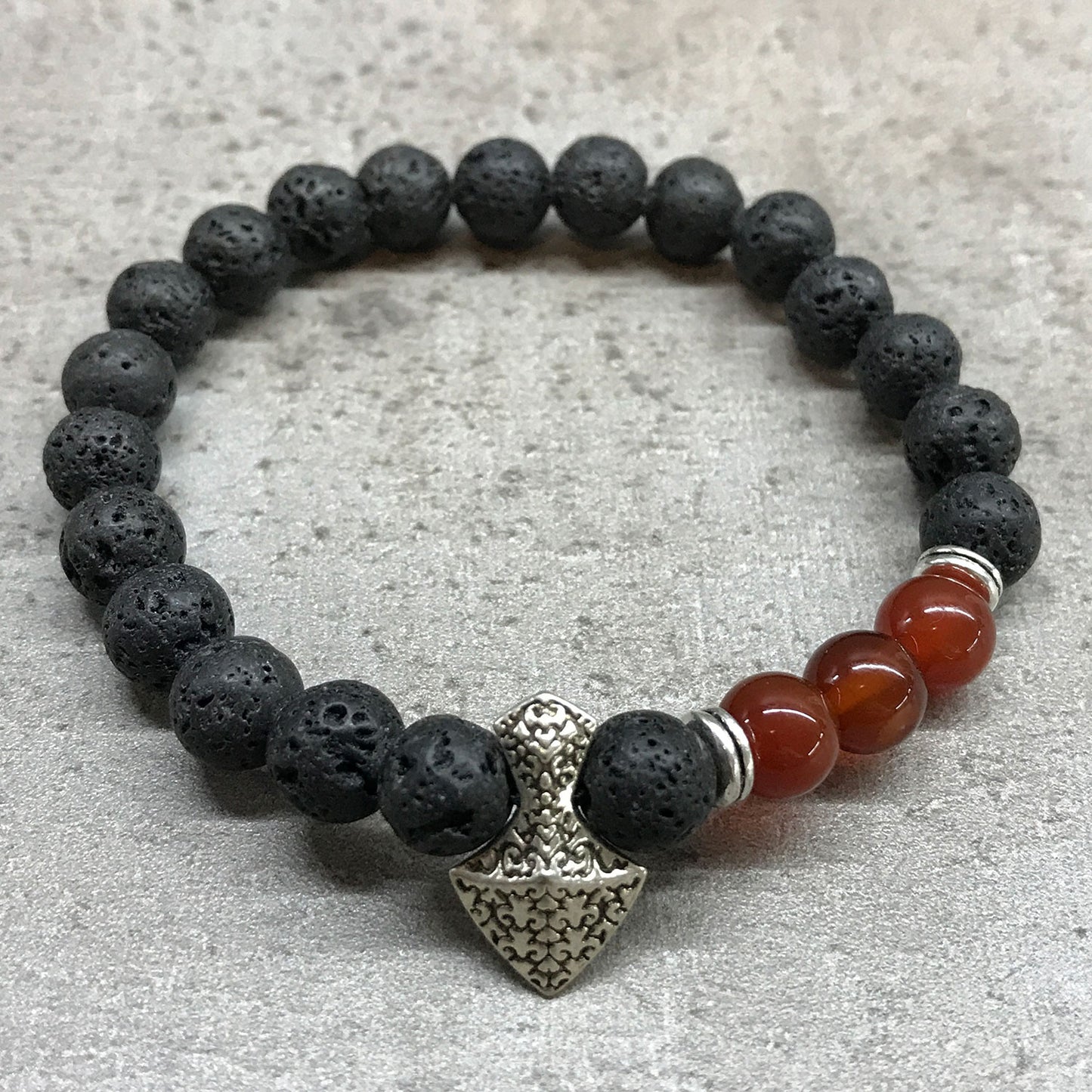 Lava Stone Bracelet - Axe head Carnelian