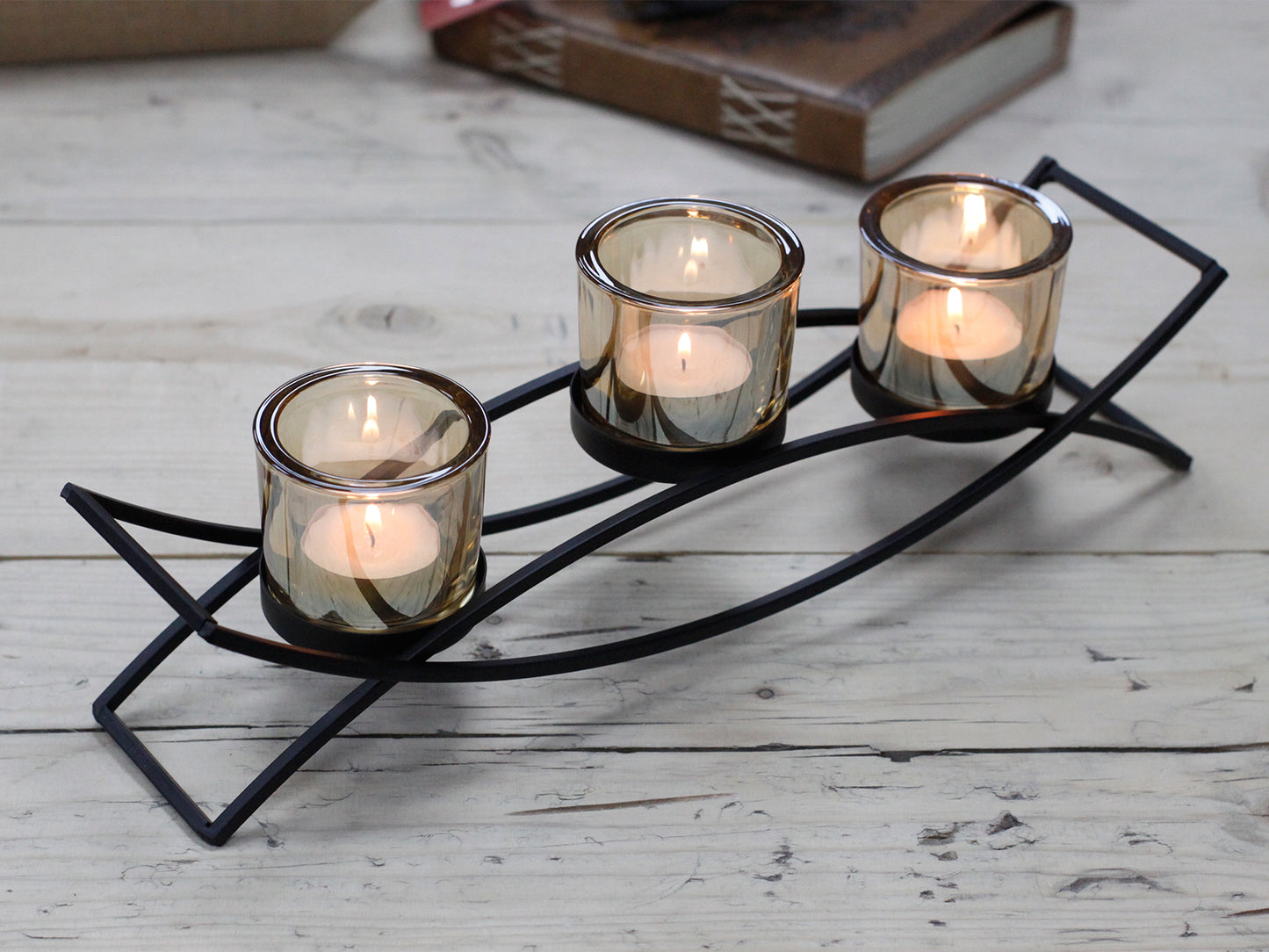 3 Cup Candle Holder - Captivating Iron Centerpiece