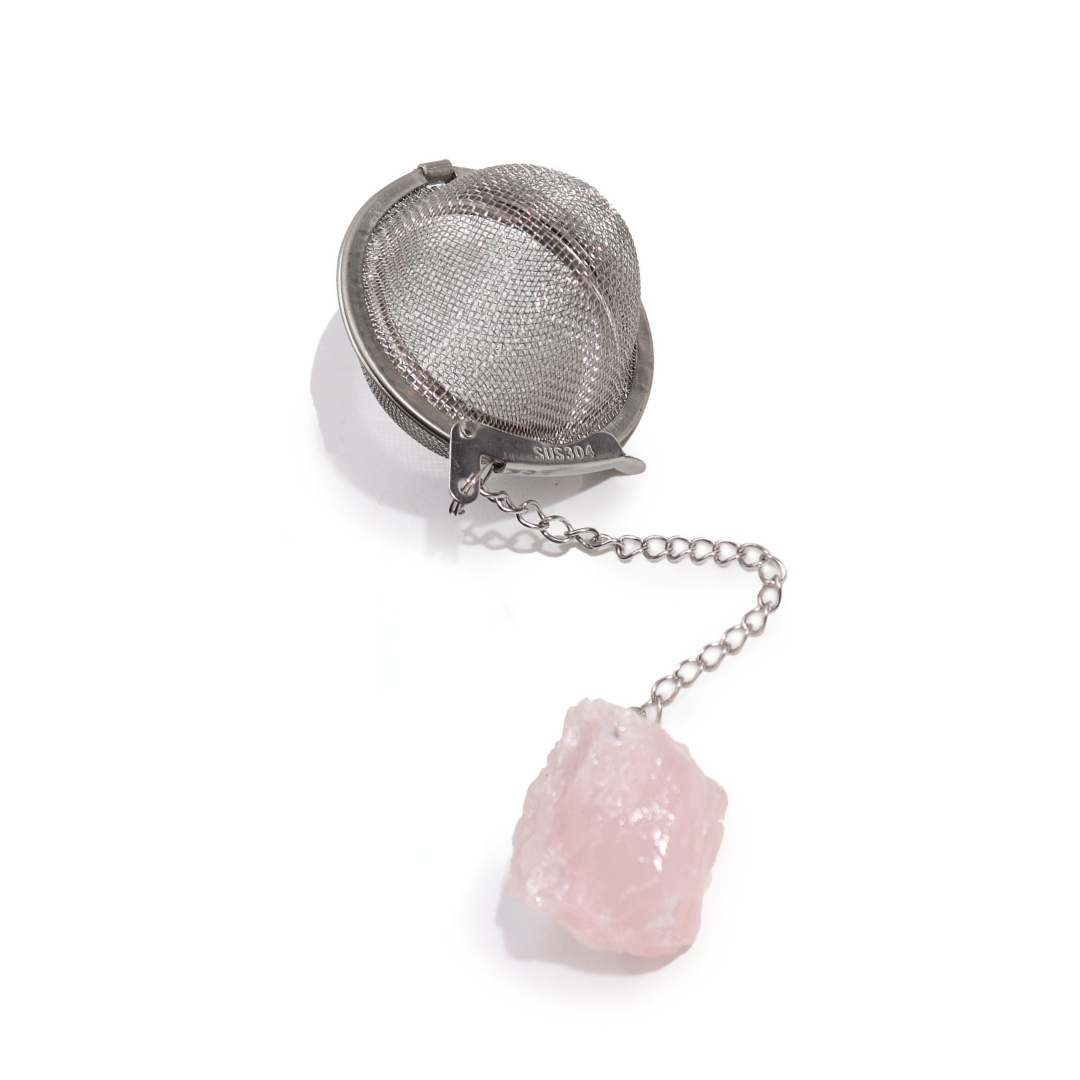 Raw Crystal Gemstone Tea Strainer - Rose Quartz