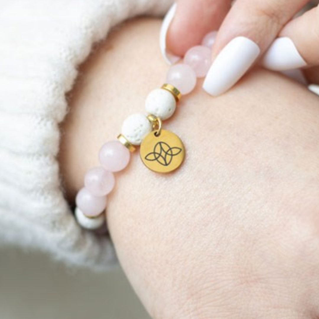 Rose Quartz Crystal Essential Oil Bracelet - Self Love