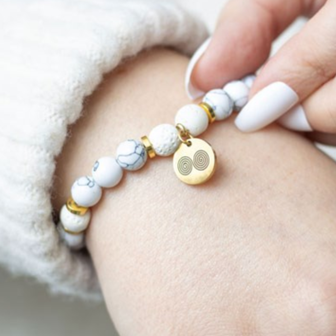 Howlite Crystal Essential Oil Bracelet - Stress Less