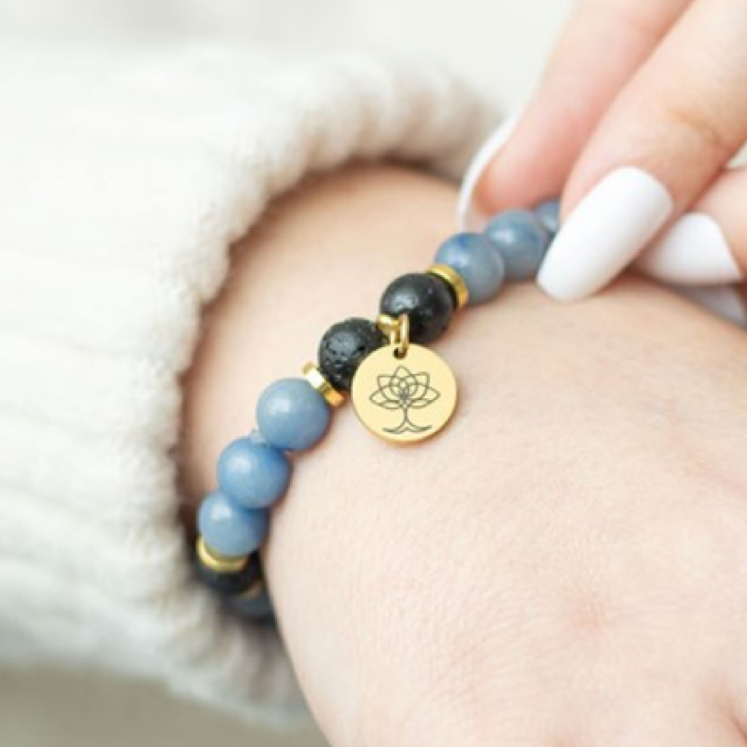 Blue Lace Agate Crystal Essential Oil Bracelet - Inner Peace