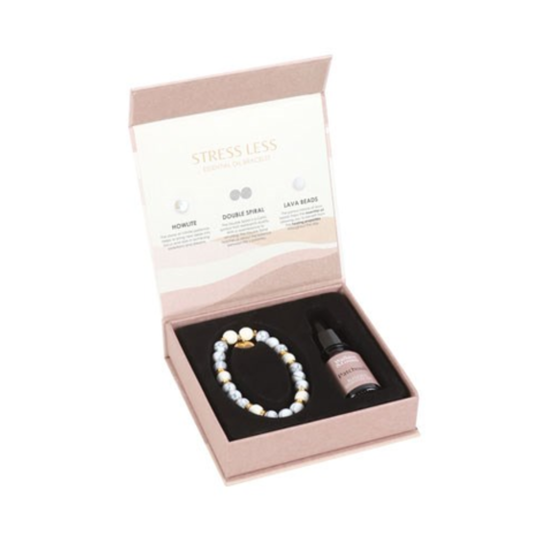 Howlite Crystal Essential Oil Bracelet - Stress Less