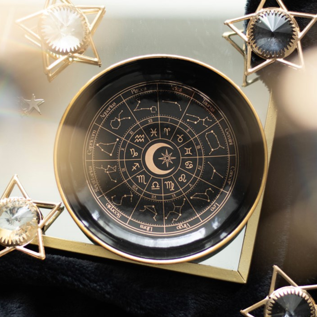 Jewellery Dish - Black Astrology Wheel