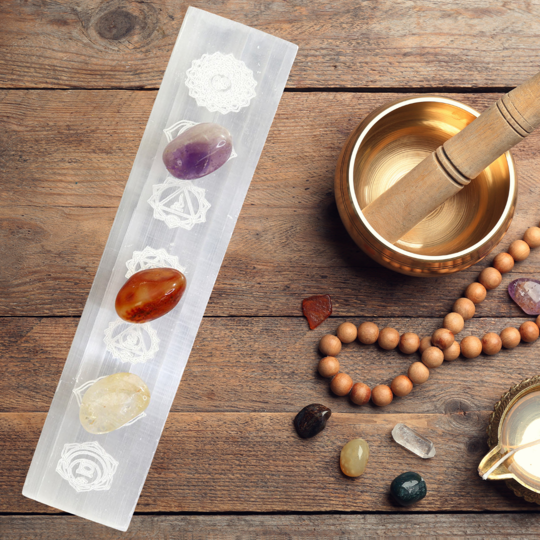 Selenite Charging Plate - Chakra Engraved