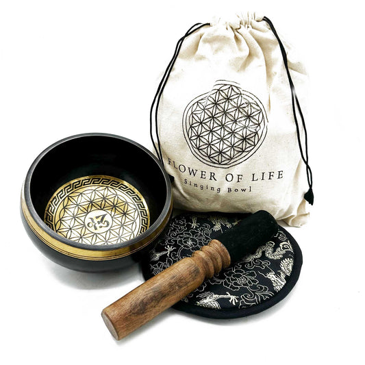 Hand Beaten & Engraved Singing Bowl - Flower of Life