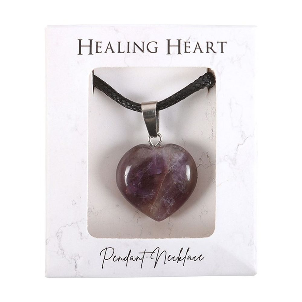 Healing Crystal Heart Necklace - Amethyst