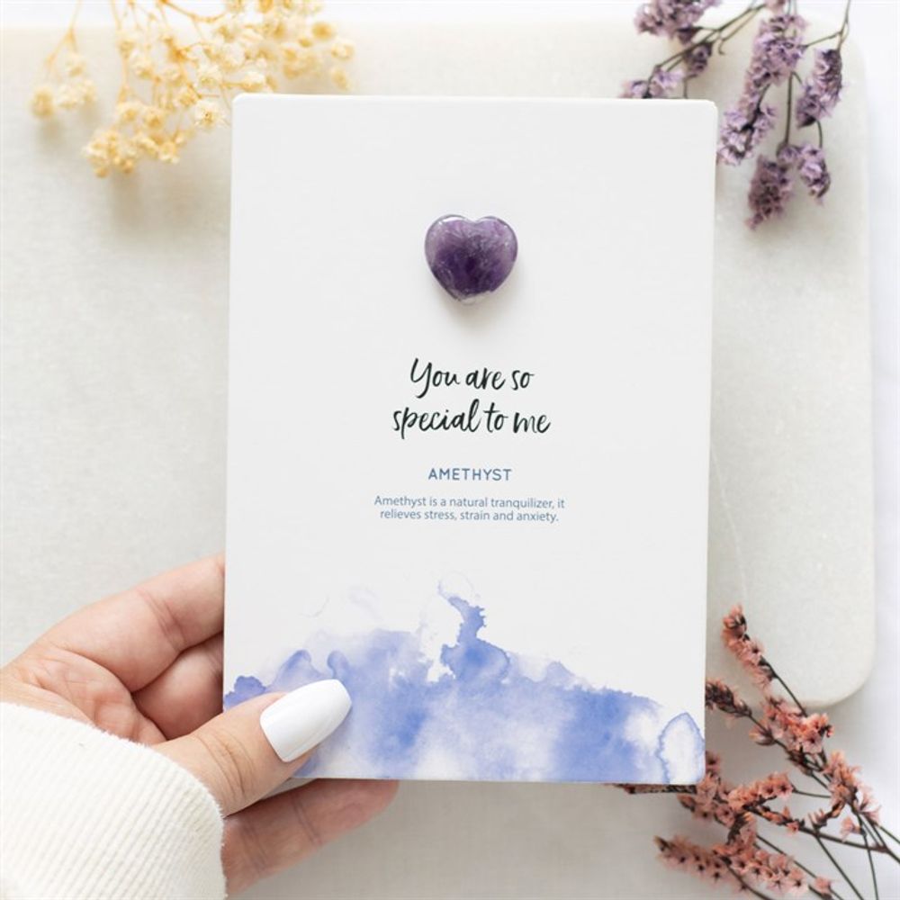 Crystal Greeting Card - 'Special to me' Amethyst Heart