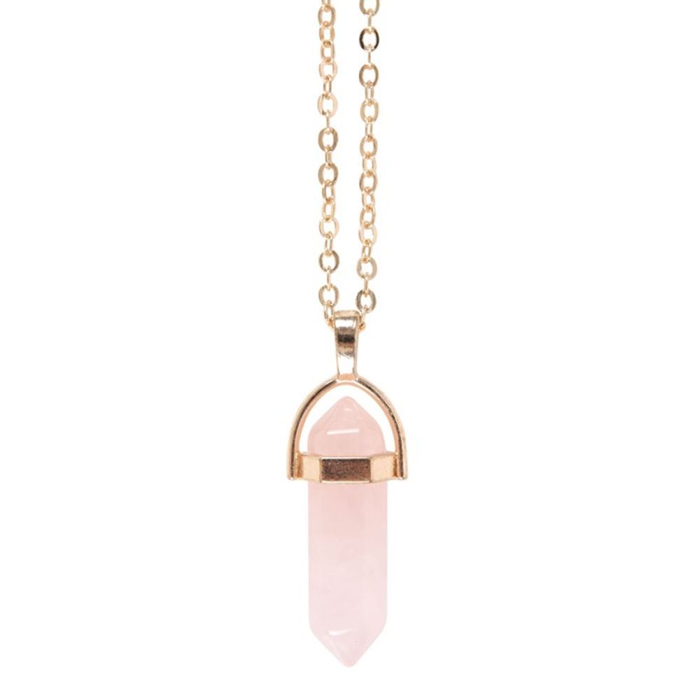 Crystal Necklace Greeting Card - Rose Quartz