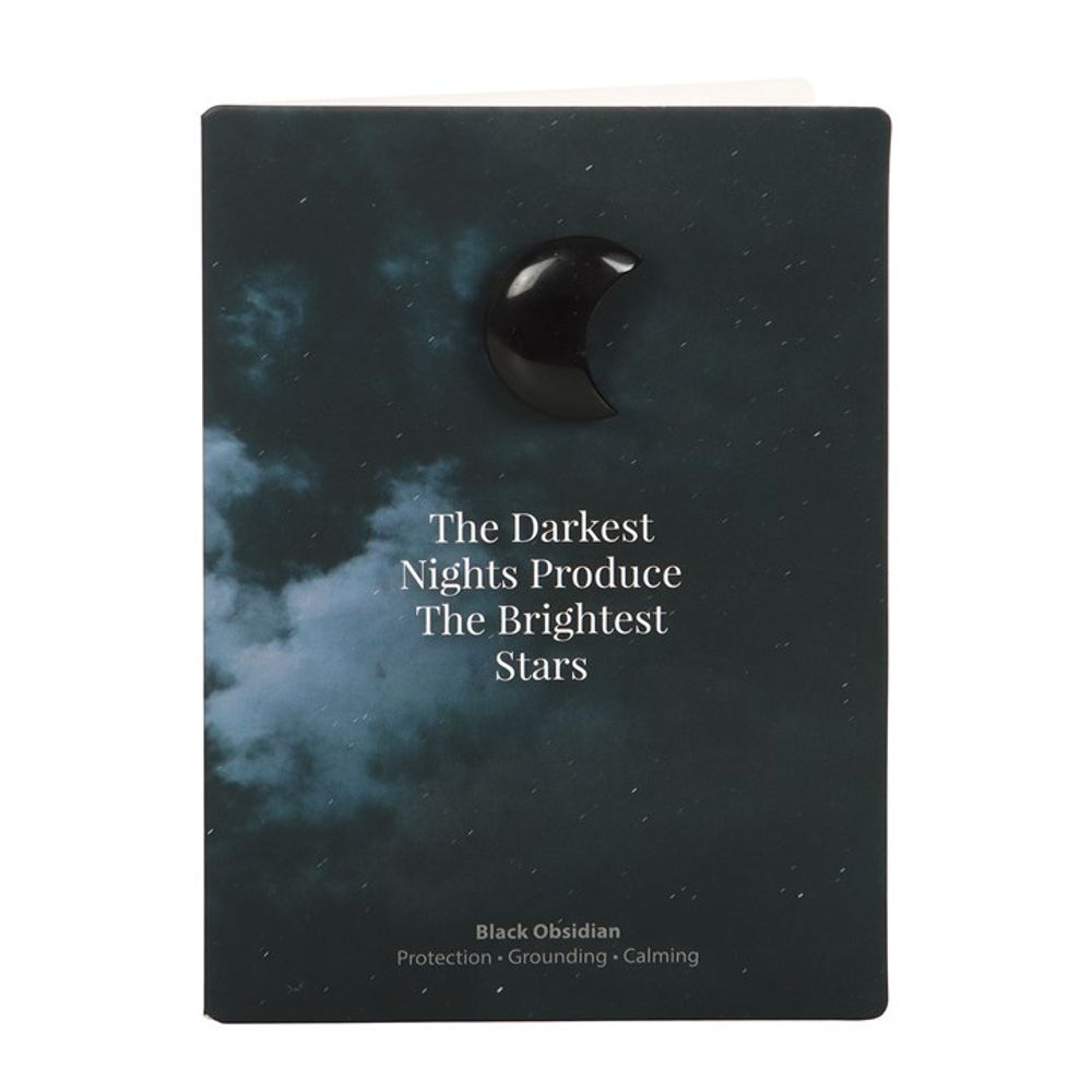 Crystal Greeting Card - 'Darkest Nights' Black Obsidian Moon