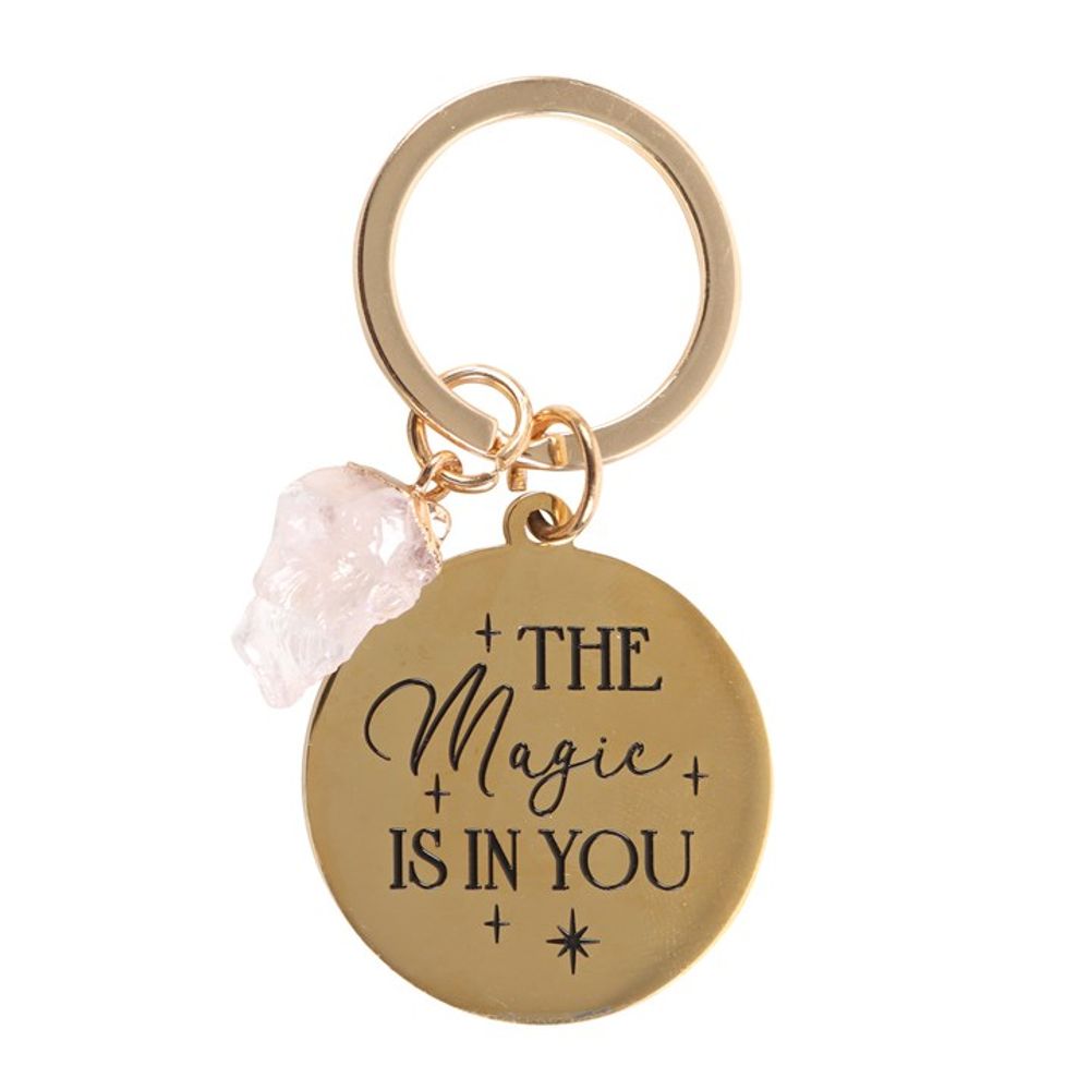 "The Magic Is In You" - Rose Quartz Crystal Keyring