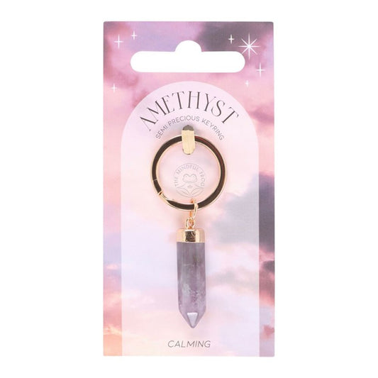 Semi Precious Crystal Keyring - Amethyst