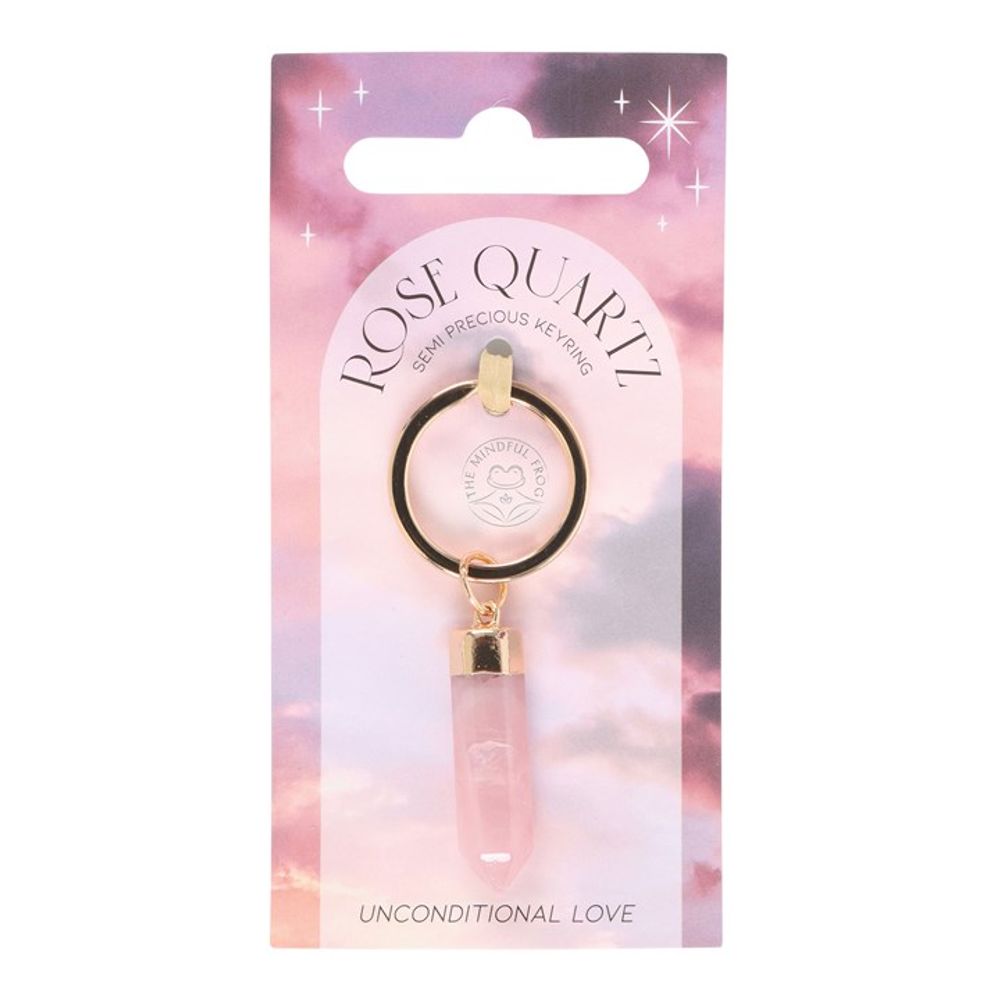 Semi Precious Crystal Keyring - Rose Quartz