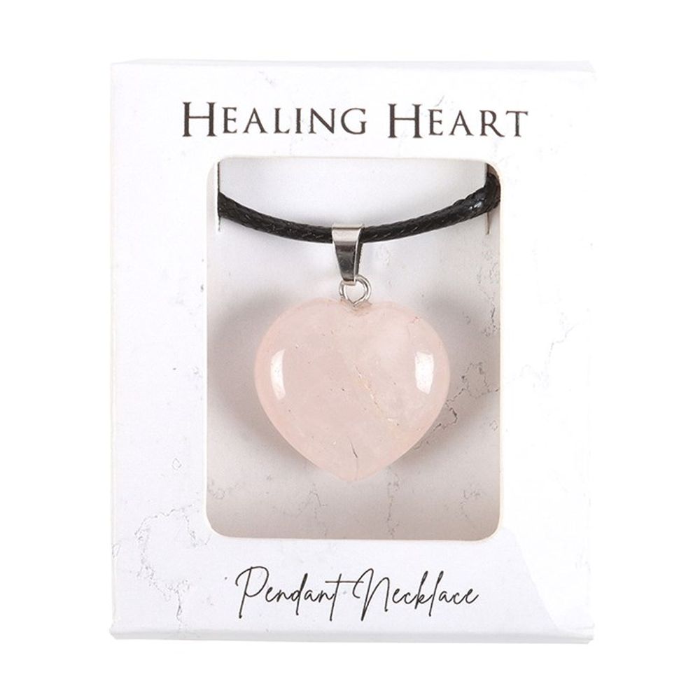 Healing Crystal Heart Necklace - Rose Quartz