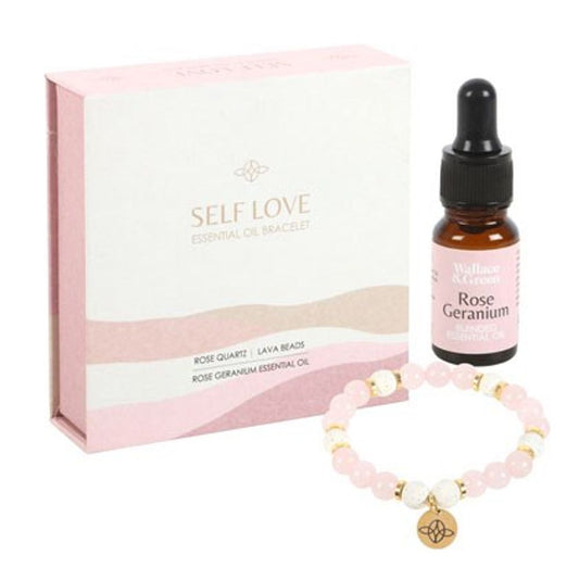 Rose Quartz Crystal Essential Oil Bracelet - Self Love