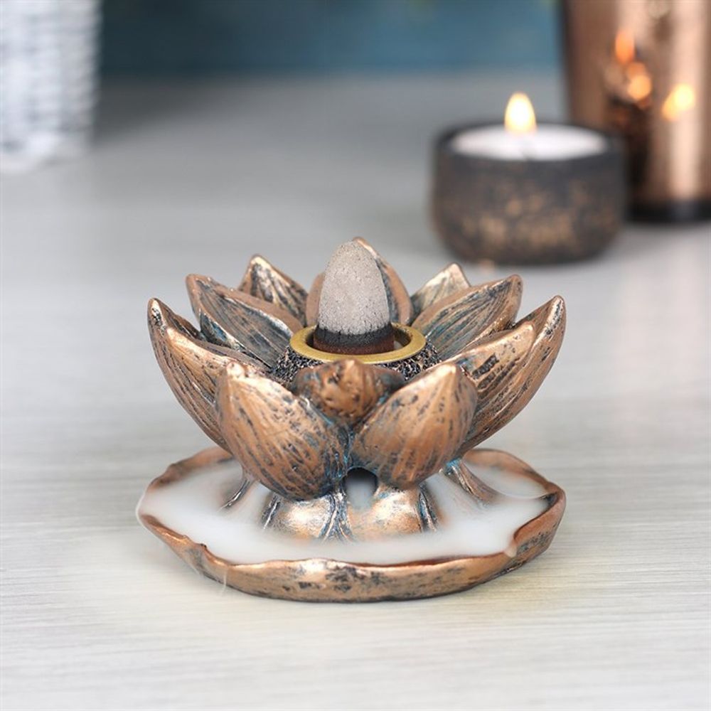 Backflow Incense Burner - Bronze Lotus