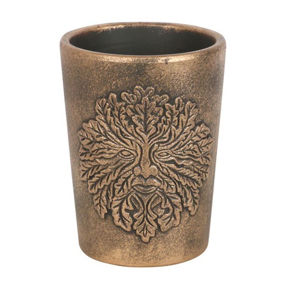 Bronze Terracotta Plant Pot - Green Man