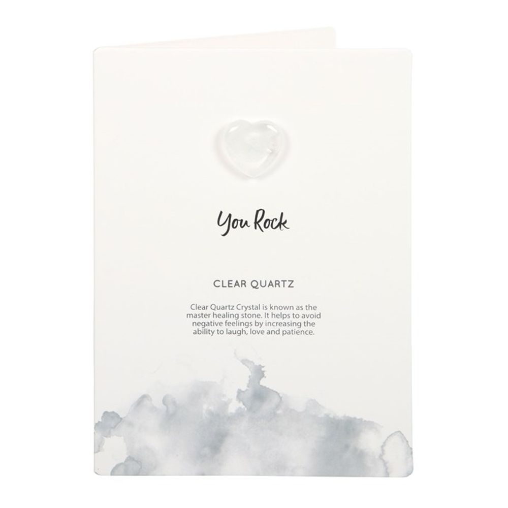 Crystal Greeting Card - 'You Rock' Clear Quartz Heart