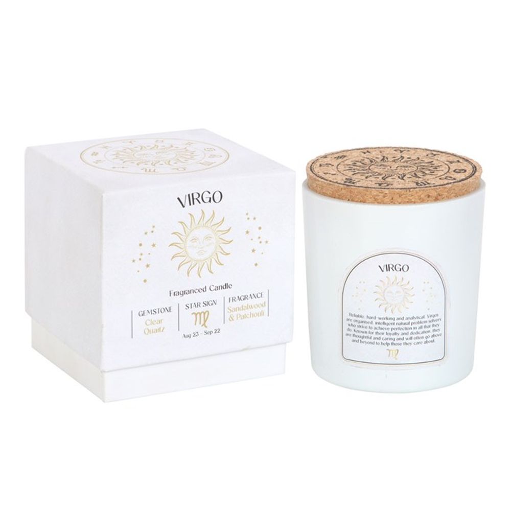 Virgo Gemstone Zodiac Candle - Sandalwood & Patchouli