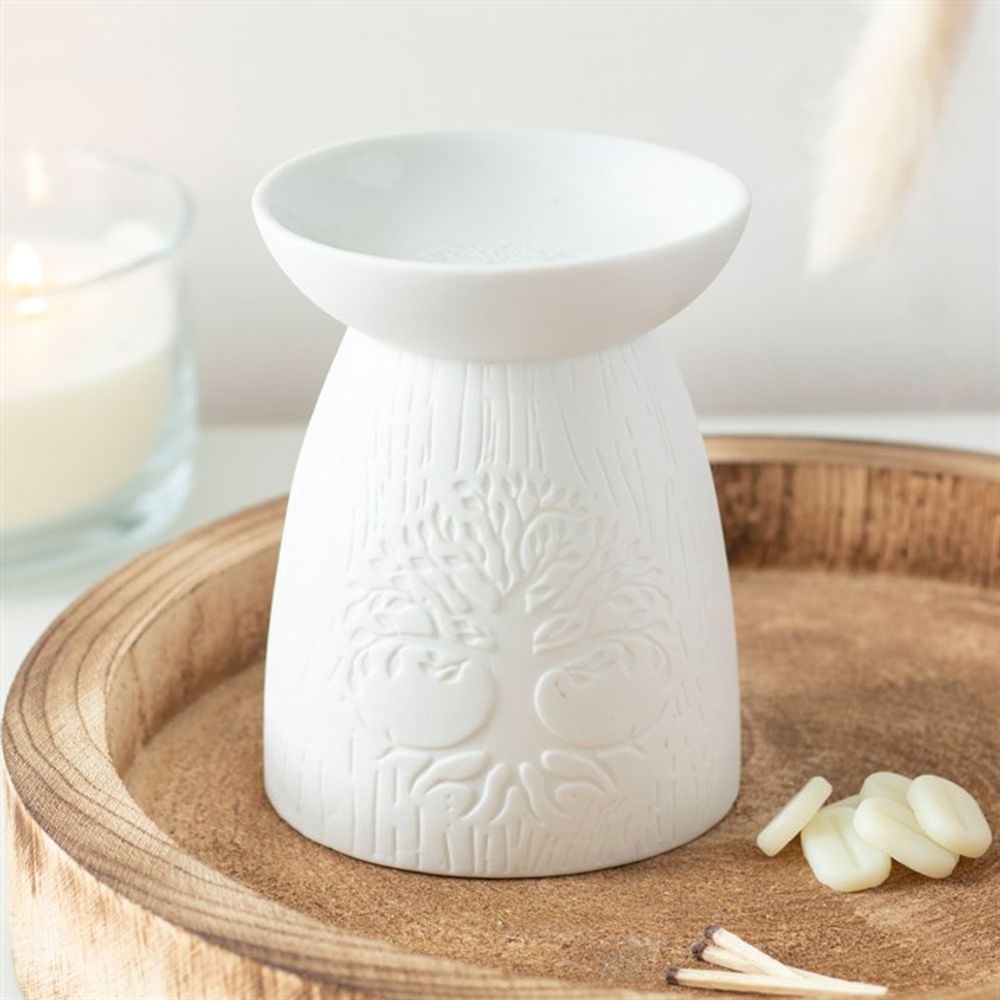 Oil and Wax Burner - White Ceramic Tree of Life