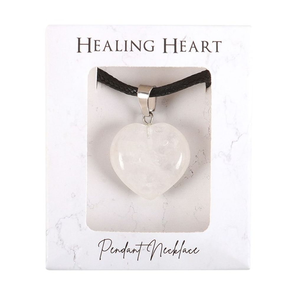 Healing Crystal Heart Necklace - Clear Quartz