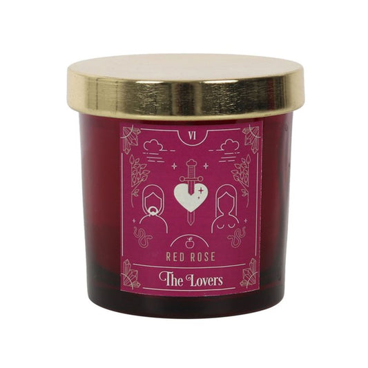 Red Rose Tarot Candle - The Lovers