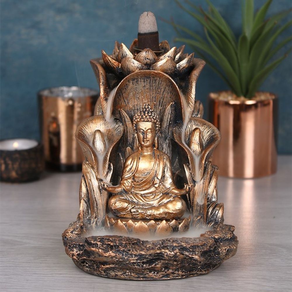 Backflow Incense Burner - Bronze Buddha