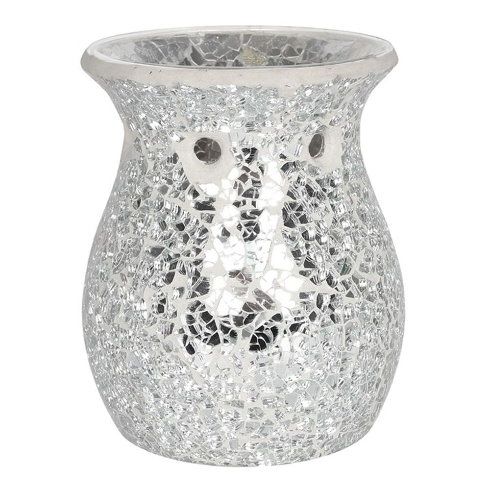 Oil and Wax Burner - Large Silver Crackle