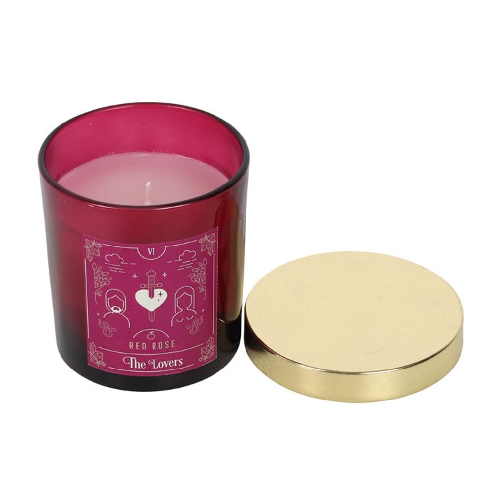 Red Rose Tarot Candle - The Lovers