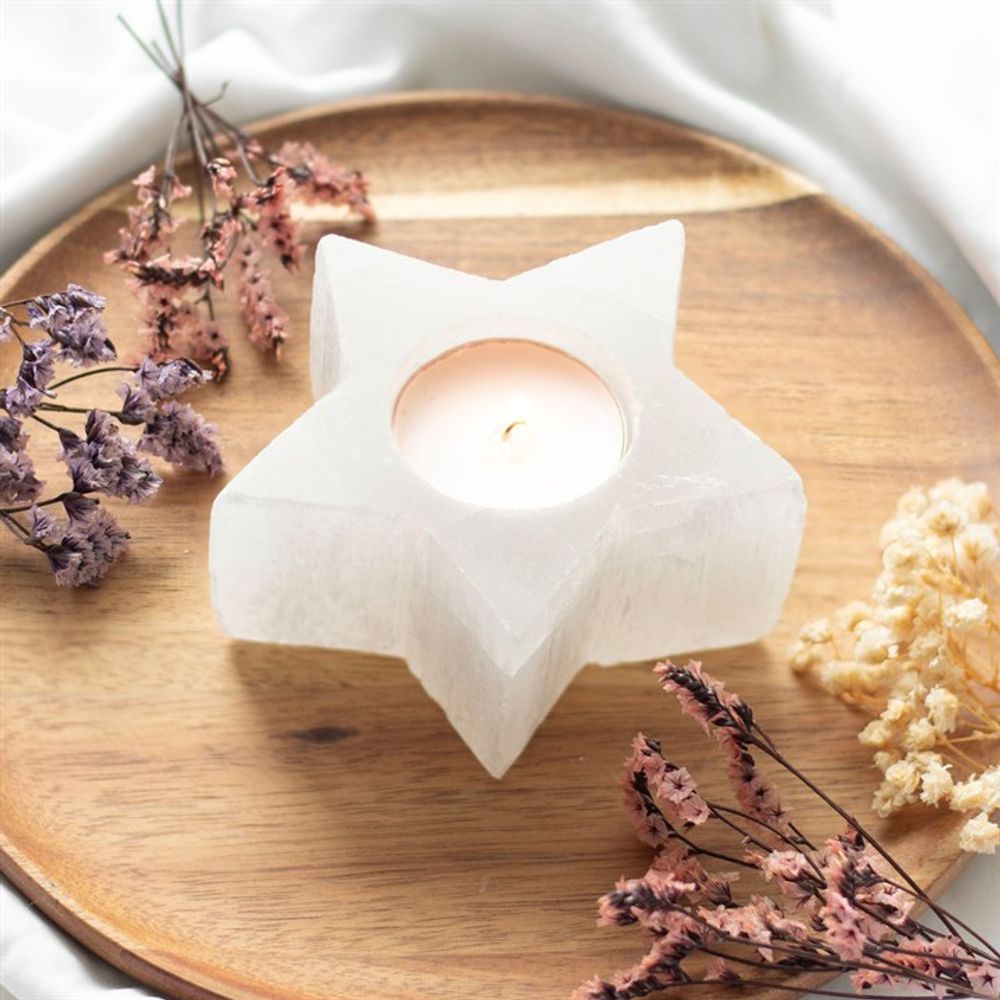 Star Tealight Holder - Selenite