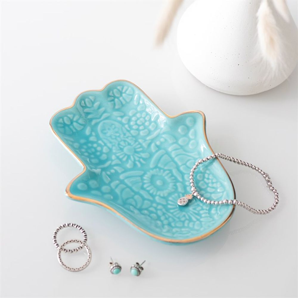 Jewellery Dish - Turquoise Hamsa Hand