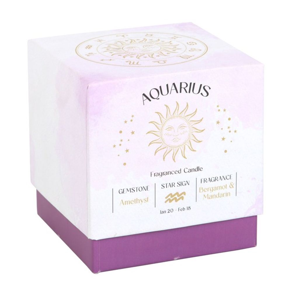 Aquarius Gemstone Zodiac Candle - Bergamot & Mandarin