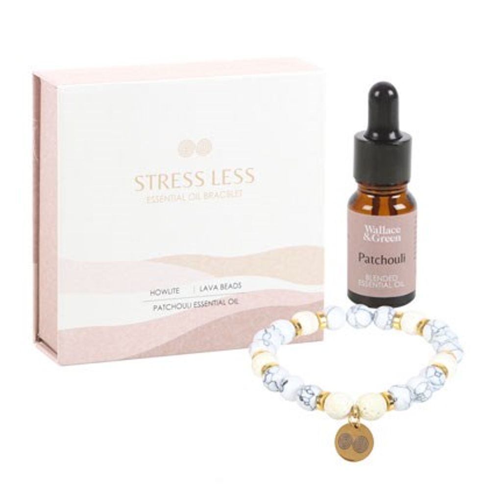 Howlite Crystal Essential Oil Bracelet - Stress Less