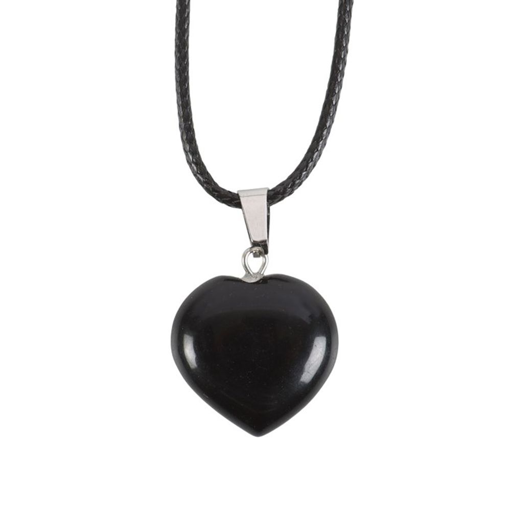 Healing Crystal Heart Necklace - Black Obsidian