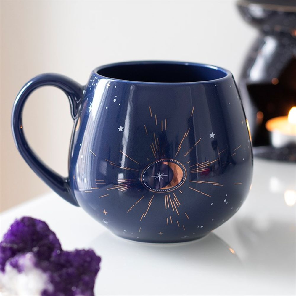 Blue Crescent Moon Rounded Mug