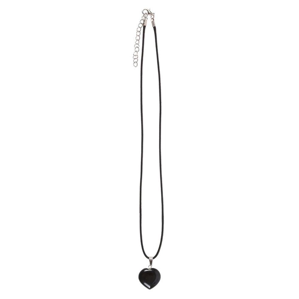 Healing Crystal Heart Necklace - Black Obsidian