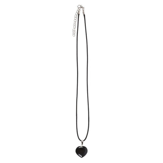 Healing Crystal Heart Necklace - Black Obsidian