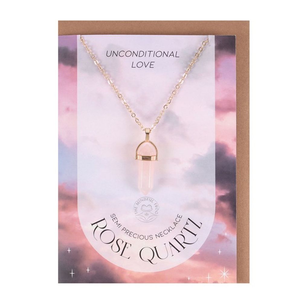 Crystal Necklace Greeting Card - Rose Quartz