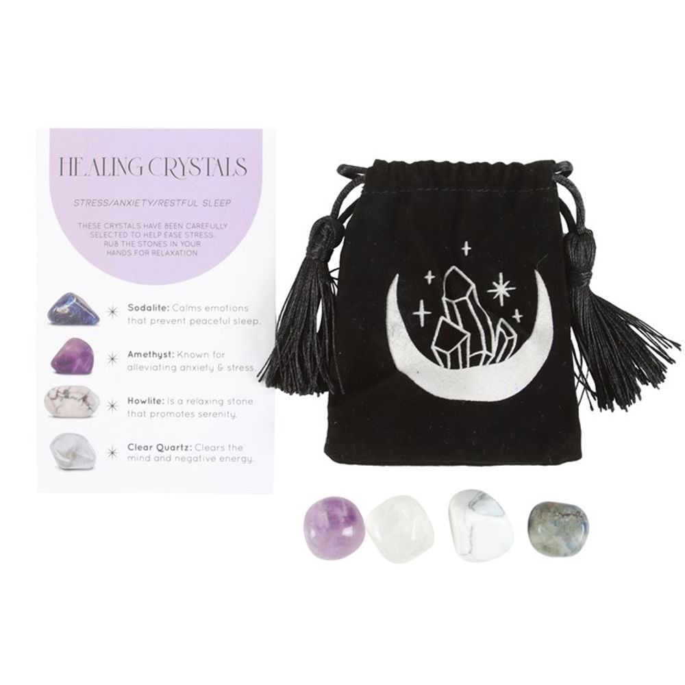 Healing Crystal Set with Moon Trinket Dish - Stress