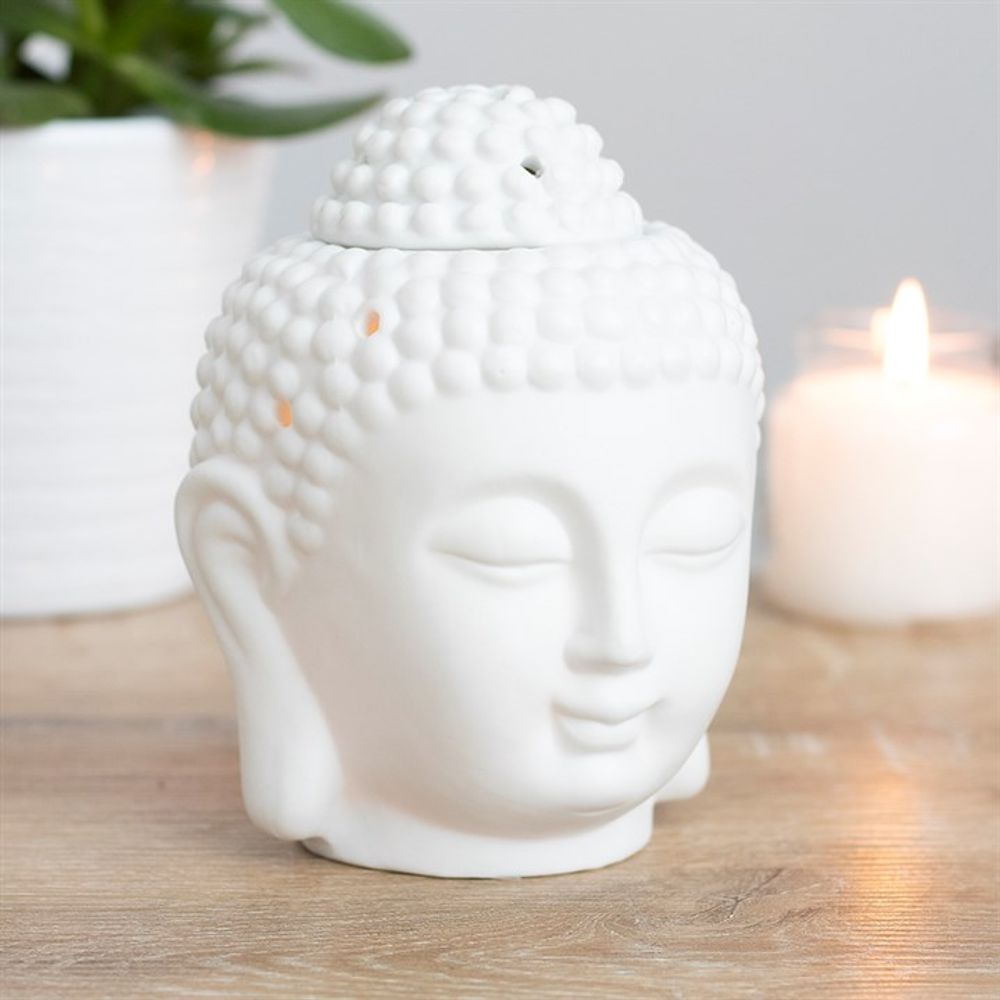 Oil and Wax Burner - White Buddha Head