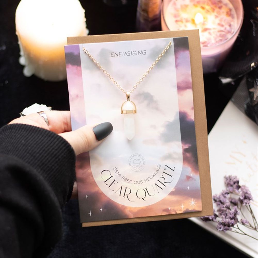 Crystal Necklace Greeting Card - Clear Quartz