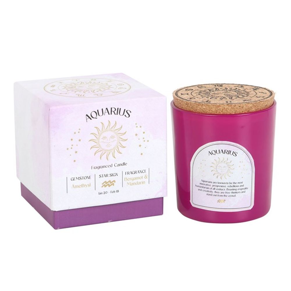 Aquarius Gemstone Zodiac Candle - Bergamot & Mandarin