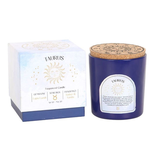 Taurus Gemstone Zodiac Candle - Amber & Vanilla