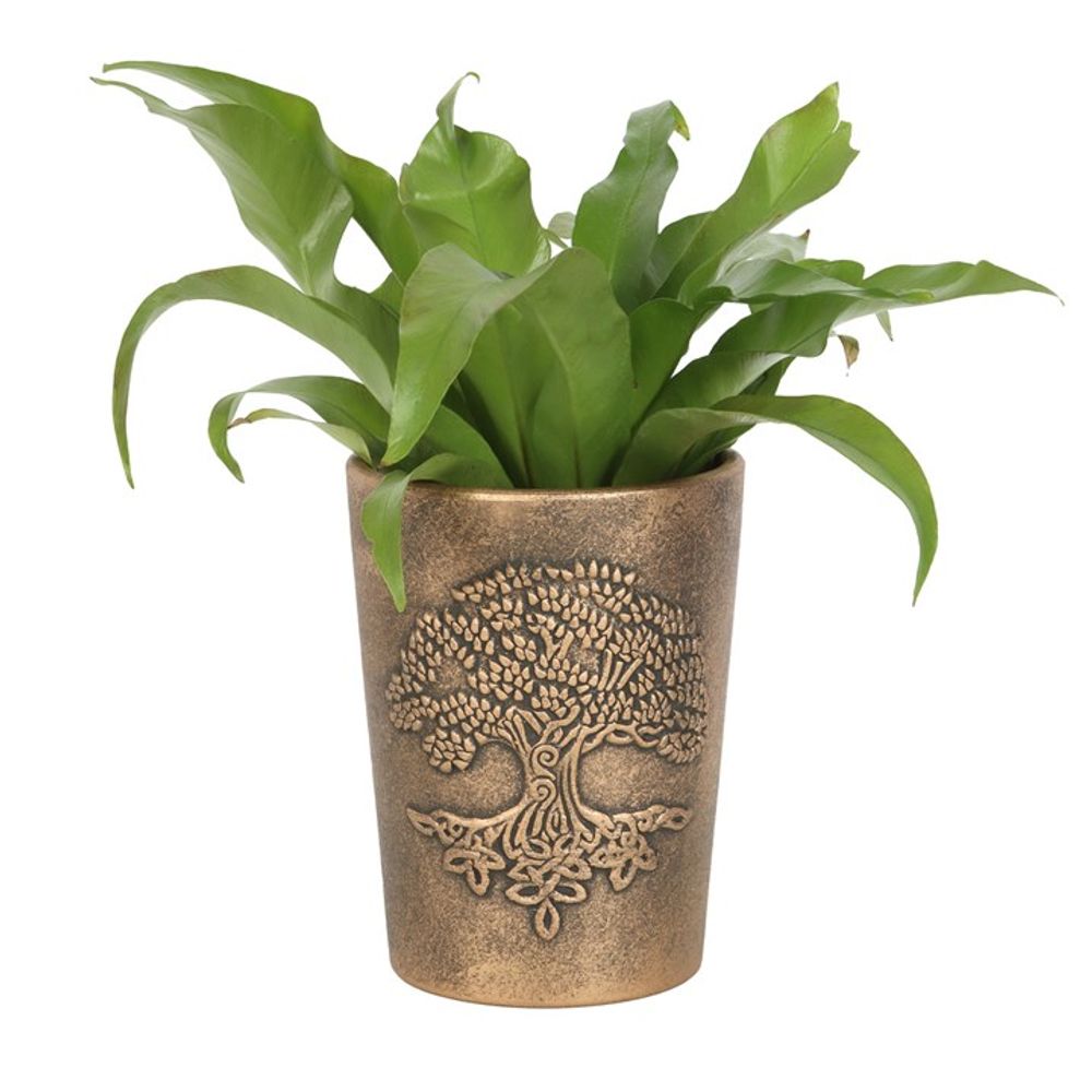 Bronze Terracotta Plant Pot - Tree of Life