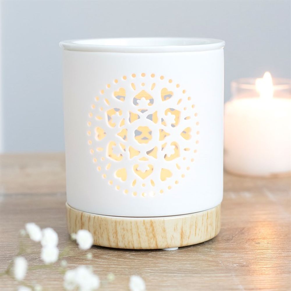 Oil and Wax Burner - White Mandala