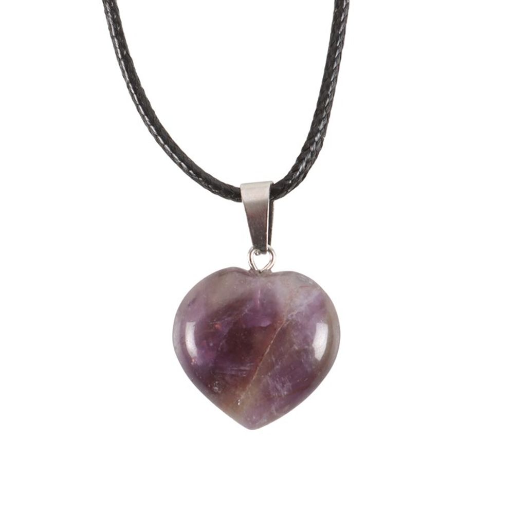 Healing Crystal Heart Necklace - Amethyst