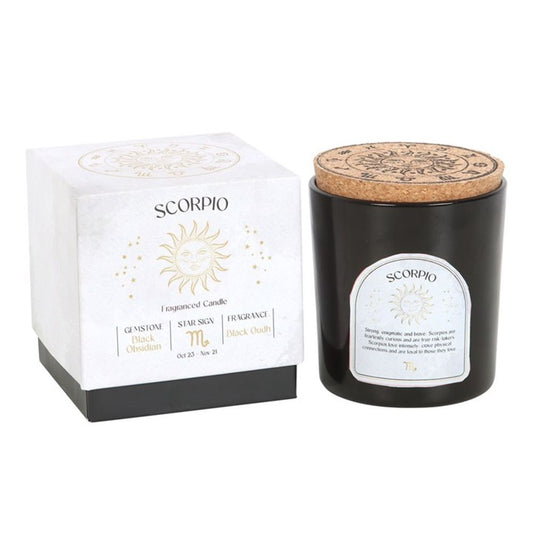 Scorpio Gemstone Zodiac Candle - Black Oudh